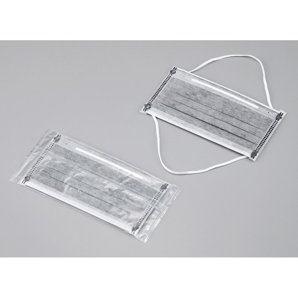 アズワン 低発塵活性炭マスク オーバーヘッド(4層タイプ)50枚入 1箱(ご注文単位1箱)【直送品】