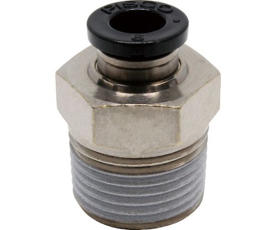 ピスコ チューブフィッティング ストレート 適合外径6mm 接続口径R3/8 PC6-03 1個(ご注文単位1個)【直送品】