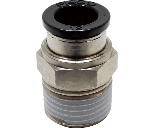 ピスコ チューブフィッティング ストレート 適合外径12mm 接続口径R1/2 PC12-04 1個(ご注文単位1個)【直送品】