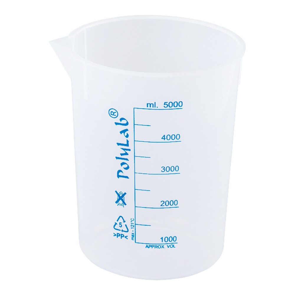 Polylab プラスチックビーカー(青目盛付き・PP製)5000mL 11157 1個(ご注文単位1個)【直送品】