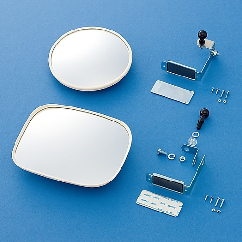 日本緑十字社 小型カーブミラー(マグネットタイプ) 白 壁角15W 取付金具付 276101 1個(ご注文単位1個)【直送品】