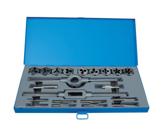 >トラスコ中山 メートルネジ用ハンドタップ、ダイスセット(並目)M3-M16 1セット(21個入) THTD-CSET 1セット(ご注文単位1セット)【直送品】