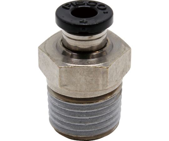ピスコ チューブフィッティング ストレート 適合外径4mm 接続口径R1/4 PC4-02 1個(ご注文単位1個)【直送品】