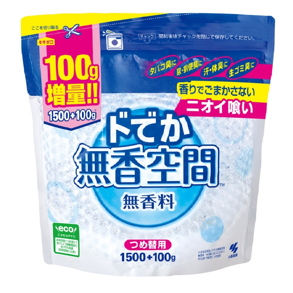 小林製薬 ドでか無香空間 無香料 つめ替用 1600g 1個(ご注文単位1個)【直送品】