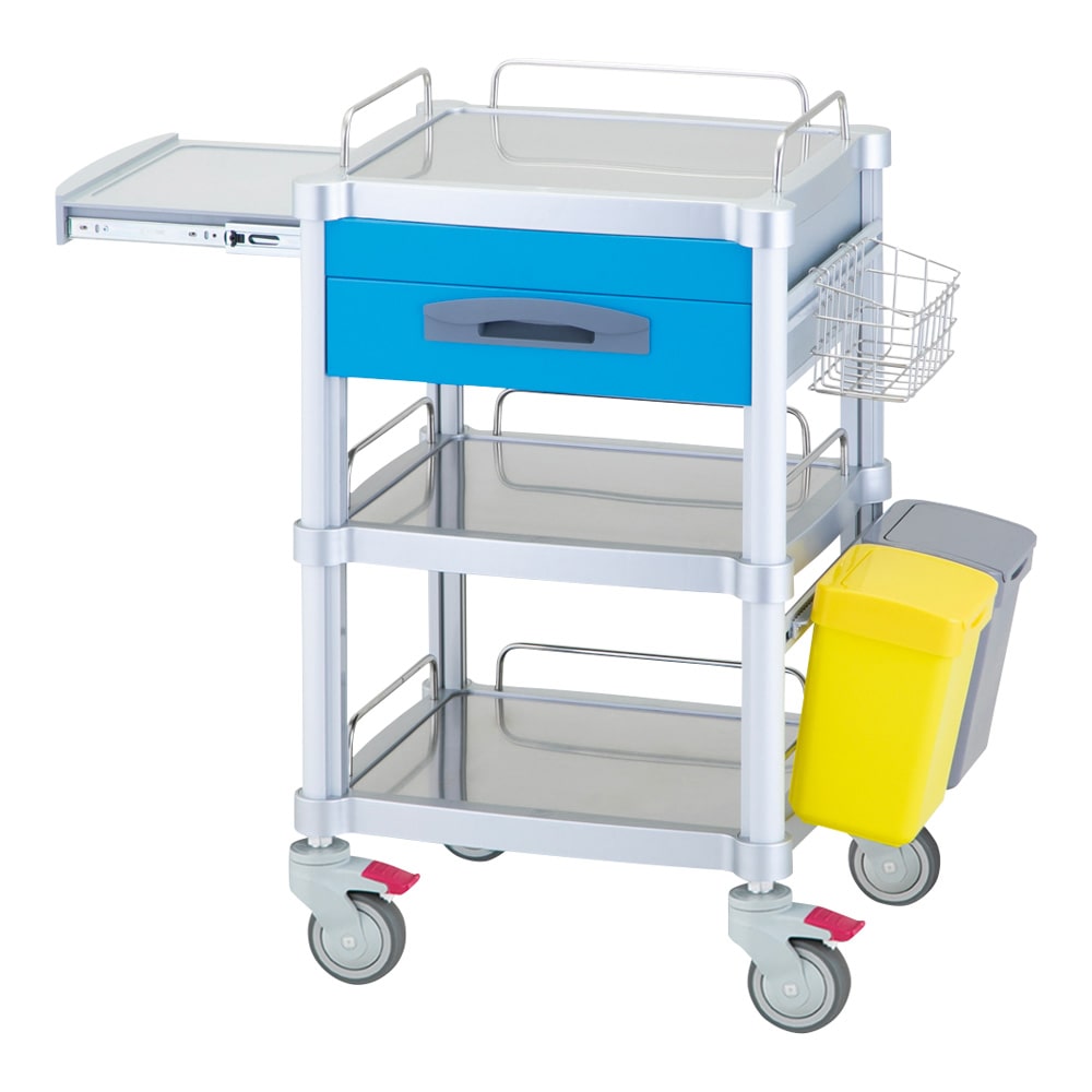 ナビス（アズワン） JUSTナーシングカート　1段引出し/2段棚板　ブルー　JNC264AB 1台（ご注文単位1台）【直送品】