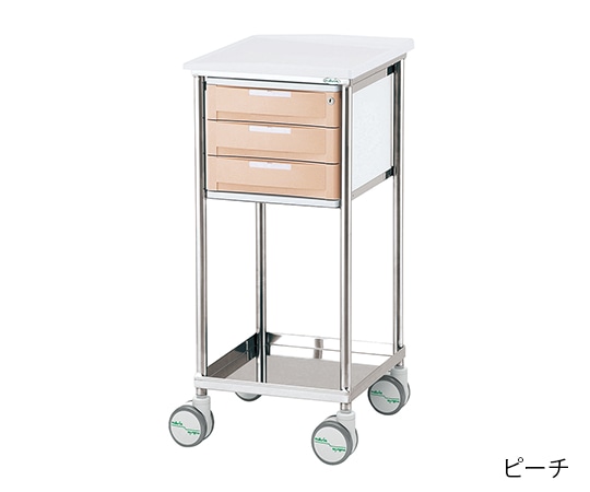 ナビス（アズワン） ナビスメイト・トレイワゴン　3段BOX　ピーチ 1個（ご注文単位1個）【直送品】