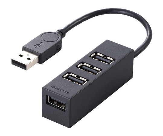 エレコム 機能主義USBハブ 短ケーブル4ポート ブラック U2H-TZ426BBK 1個(ご注文単位1個)【直送品】