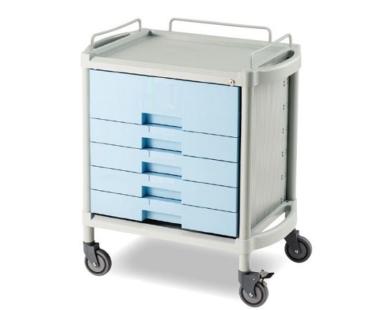 ナビス(アズワン) ユーティリティカート 鍵付き 浅型4段 深型1段 YDS-301 1台(ご注文単位1台)【直送品】