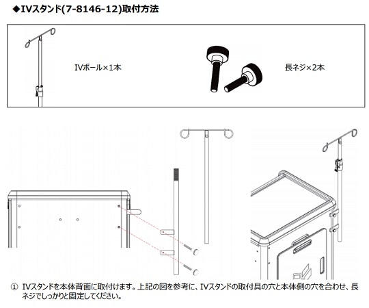 アズワン 救急カート用 IVスタンド 1個 (ご注文単位1個) 【直送品】