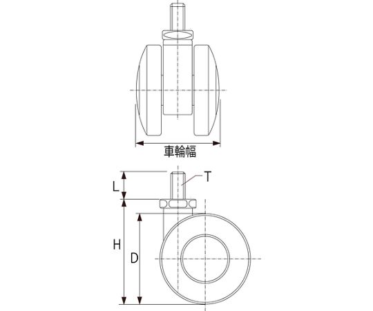 アズワン ねじ込み双輪キャスター ナイロン車輪 自在 Φ40 M8TDN40-M8 1個 (ご注文単位1個) 【直送品】
