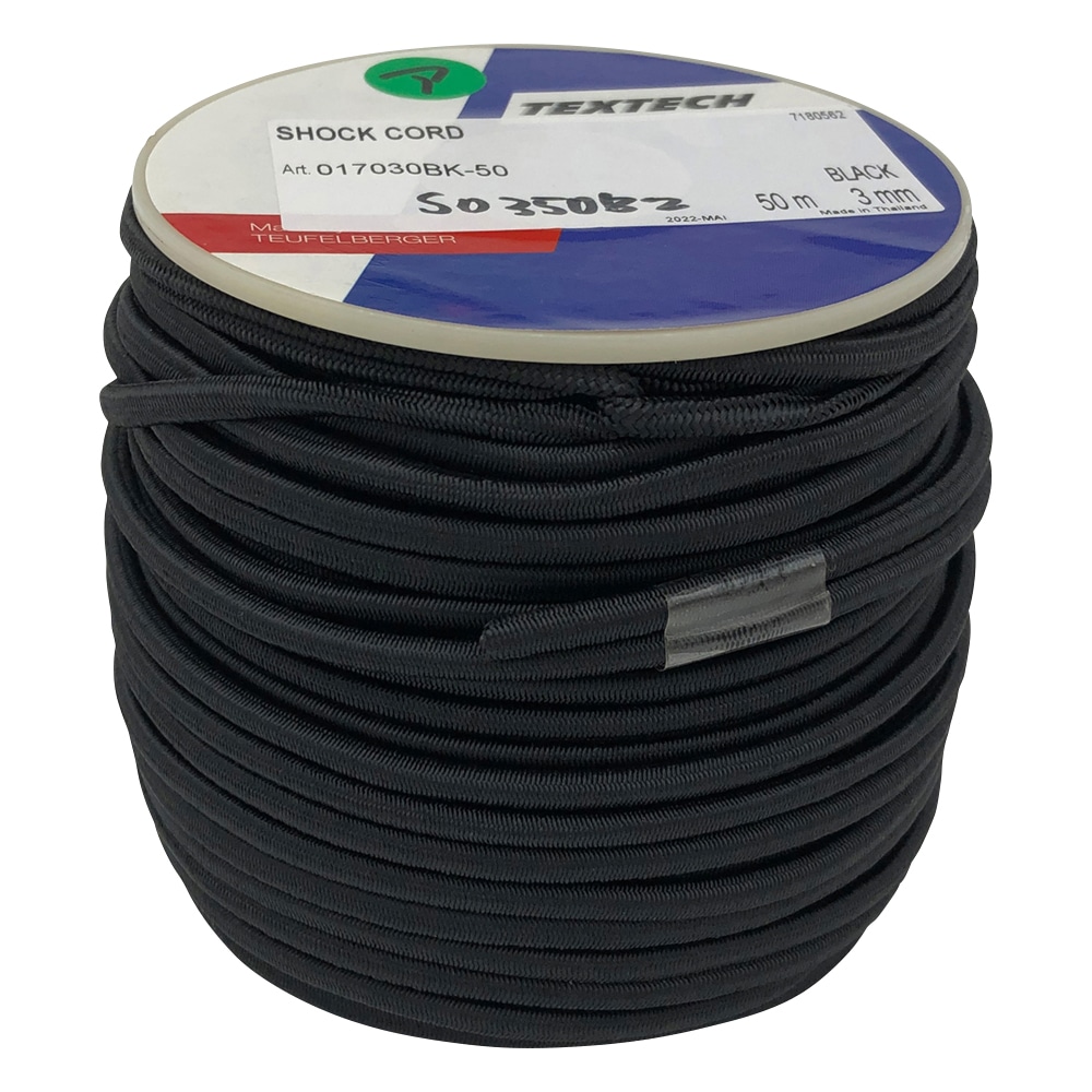 Tex Technology ショックコード 50m巻 黒 Φ3mm110460 1巻 (ご注文単位1巻) 【直送品】
