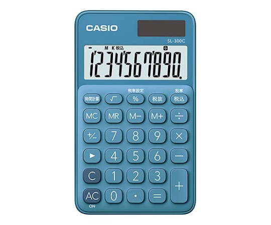 カシオ 手帳型カラフル電卓 (10桁) (レイクブルー) SL-300C-BU-N 1個 (ご注文単位1個) 【直送品】