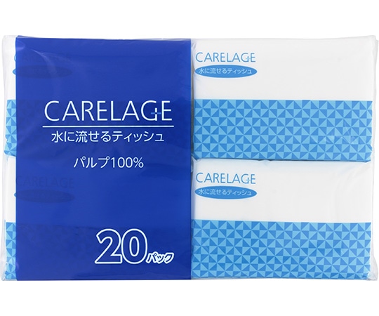 addgood 水に流せるポケットティッシュ 10W 20P 1袋 (20個入) CARELAGE 1袋 (ご注文単位1袋) 【直送品】