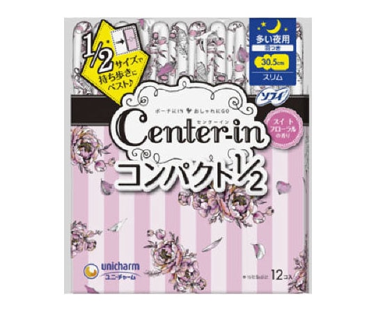 ユニ・チャーム センターインコンパクト1/2 スイート 多い夜用 12枚 1個 (ご注文単位1個) 【直送品】