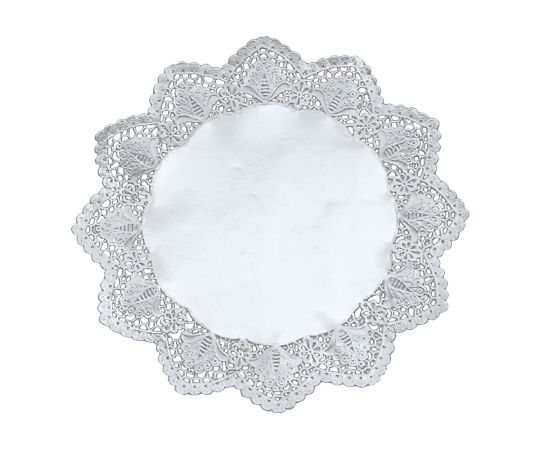 稲葉紙工 ドイリー 銀丸型レースペーパー (100枚入) 8号 1セット (ご注文単位1セット) 【直送品】