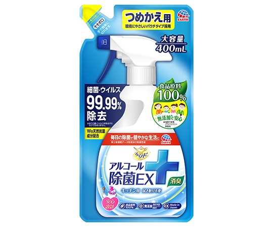 アース製薬 らくハピ アルコール除菌EX つめかえ 400ML 1個 (ご注文単位1個) 【直送品】