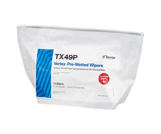 テックスワイプ (Texwipe) プリウェットワイパー Vectra High Sorption 75枚入TX49P 1袋 (ご注文単位1袋) 【直送品】