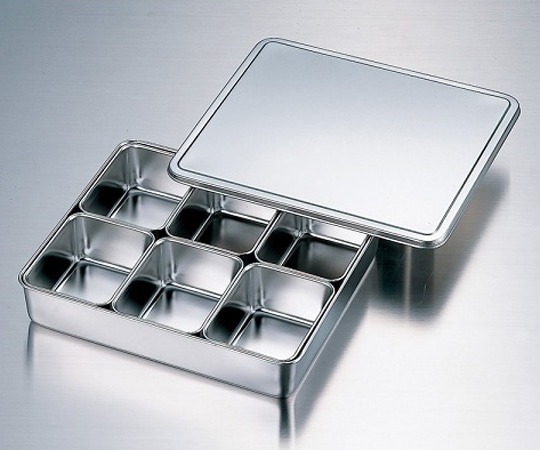 赤川器物製作所 ステンレスバット蓋付き 普及型 (仲子6ツ入) 137×106×61mm66706 1個 (ご注文単位1個) 【直送品】