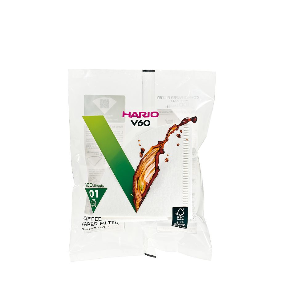 HARIO V60用ペーパーフィルター01W 100枚入り 10袋セットVCF-01-100W 1箱 (ご注文単位1箱) 【直送品】