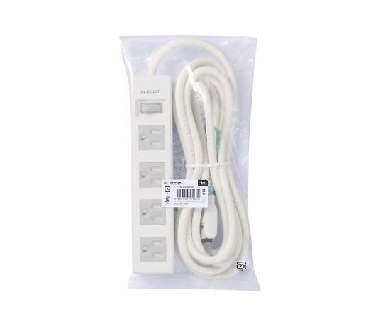 エレコム タップ 3P4個口 差込口2P 一括スイッチ マグネット・ホコリシャッター付 3m RoHS対応T-T09-3430WH/RS 1個 (ご注文単位1個) 【直送品】