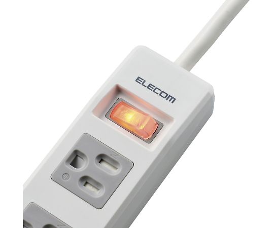 エレコム タップ 3P4個口 差込口2P 一括スイッチ マグネット・ホコリシャッター付 3m RoHS対応T-T09-3430WH/RS 1個 (ご注文単位1個) 【直送品】