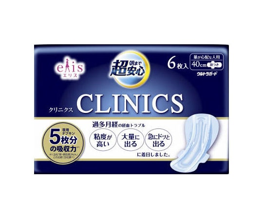 エリエール (大王製紙) エリス クリニクス 量が心配な人用 羽つき 6枚 1個 (ご注文単位1個) 【直送品】