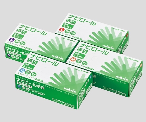アズワン ナビロール手袋 (指先エンボス・エコノミータイプ・パウダー付) 1箱 (100枚入) M 1箱 (ご注文単位1箱) 【直送品】