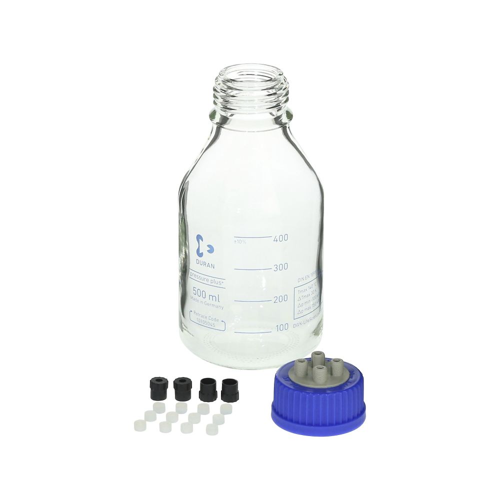 DWK Life Sciences HPLCねじ口びん 4ポートキャップ付 500mL 1箱 (2個入) 017270-500A 1箱 (ご注文単位1箱) 【直送品】