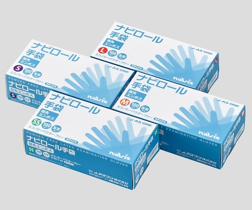 アズワン ナビロール手袋 (指先エンボス・エコノミーパウダーフリー) 1箱 (100枚入) L 1箱 (ご注文単位1箱) 【直送品】