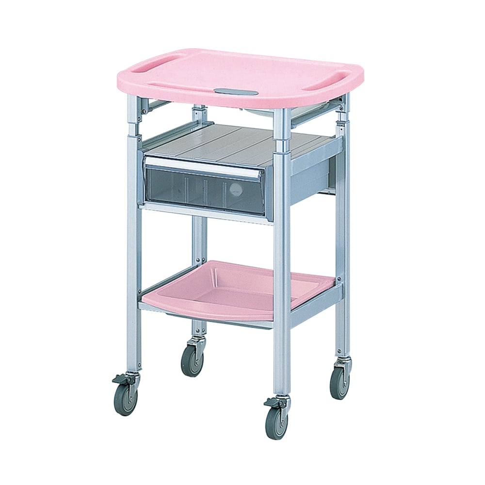 アズワン パソコン処置カート 昇降式 (引出し付き) ピンクAO-SH-P 1個 (ご注文単位1個) 【直送品】