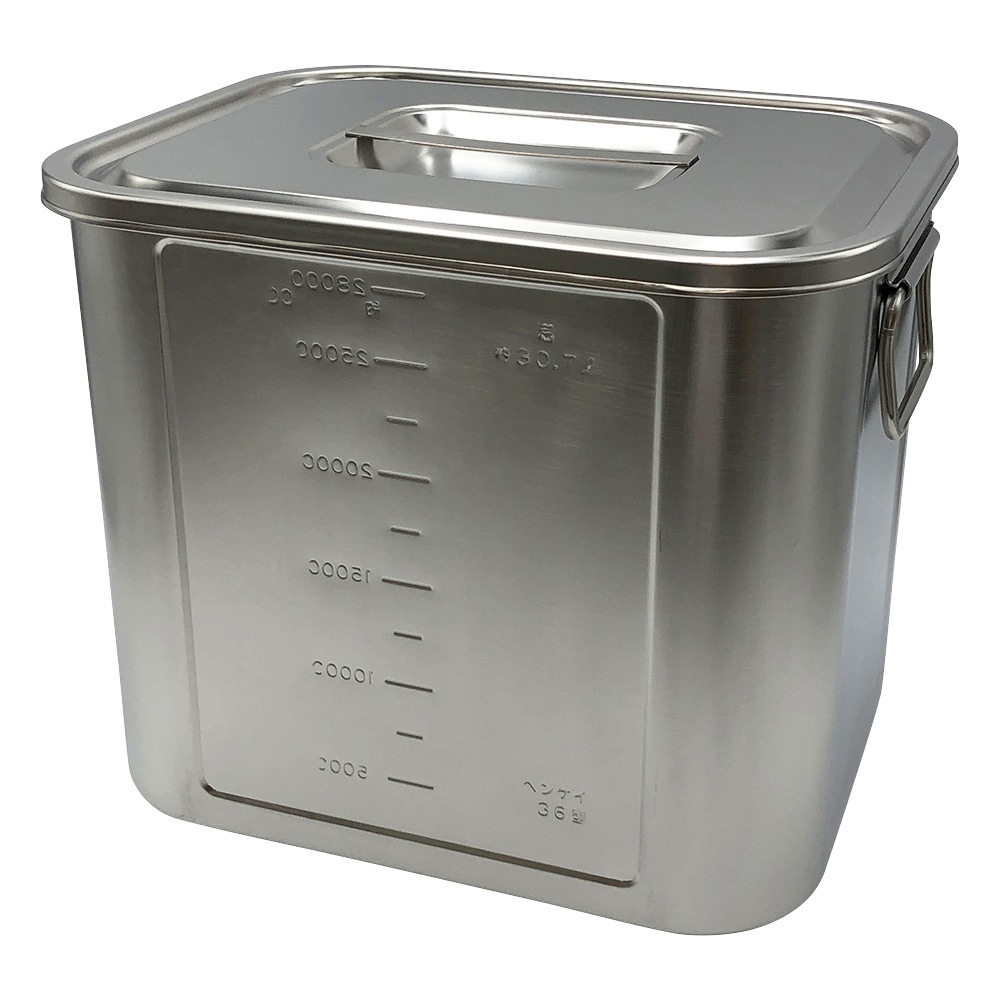 本間冬治工業 角型目盛付ポット (取手付き) 30.7L36 1個 (ご注文単位1個) 【直送品】