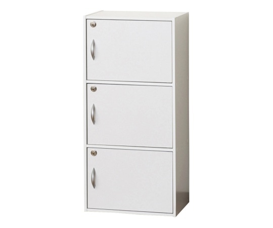 クロシオ 鍵付き3段ボックス ホワイト39300 1個 (ご注文単位1個) 【直送品】