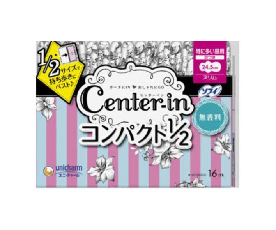 ユニ・チャーム センターインコンパクト1/2 無香料 特に多い昼用 16枚 1個 (ご注文単位1個) 【直送品】