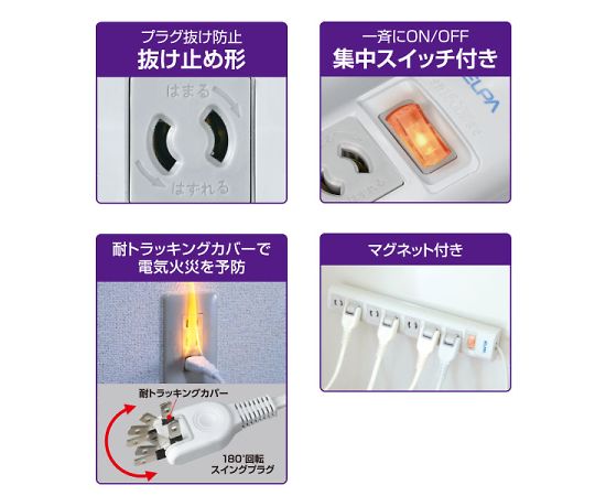 ELPA OAマルチタップ 2P7コ2mWBN-S7202B (G) 1個 (ご注文単位1個) 【直送品】