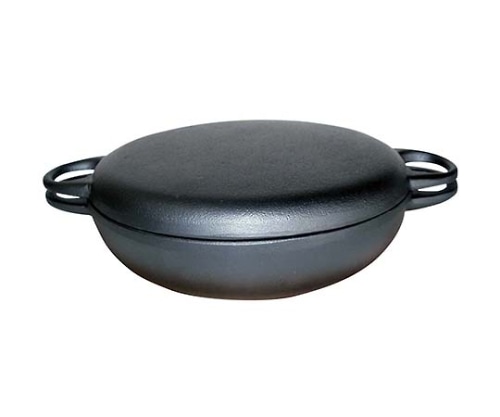 及源鋳造 鉄 ニューラウンド万能鍋 特大 F-158 (木台付き) 1709100 1個 (ご注文単位1個) 【直送品】