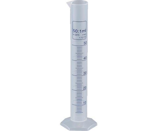 アズワン メスシリンダー 50ml 青目盛付 PP製MS50 1個 (ご注文単位1個) 【直送品】