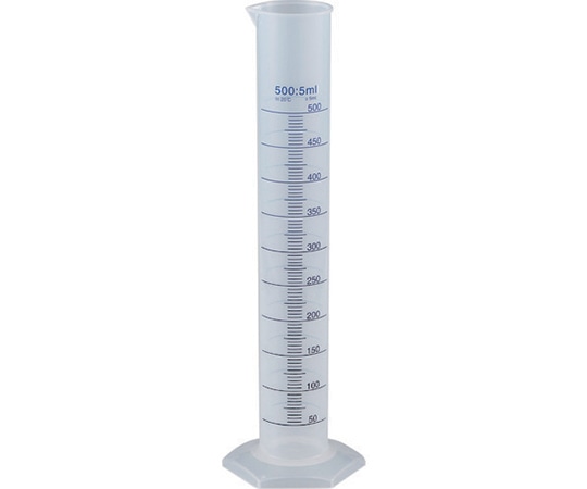 アズワン メスシリンダー 500ml 青目盛付 PP製MS500 1個 (ご注文単位1個) 【直送品】