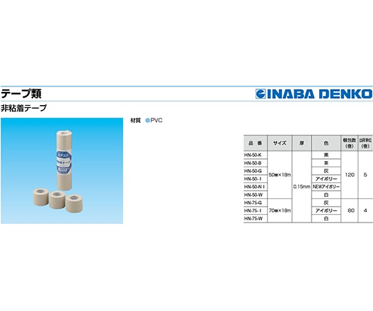 因幡電工 非粘着テープ 1箱 (5個入) HN-50-B 1箱 (ご注文単位1箱) 【直送品】