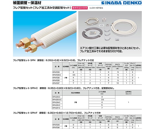 因幡電工 フレア配管セットSPH-234-C 1セット (ご注文単位1セット) 【直送品】