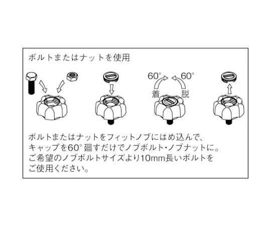 三星産業貿易 フィットノブ M6 本体/黒 キャップ/青 (5個入り) FIT-K-M6-B-5P 1袋 (ご注文単位1袋) 【直送品】