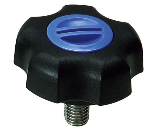 三星産業貿易 フィットノブ M6 本体/黒 キャップ/青 (5個入り) FIT-K-M6-B-5P 1袋 (ご注文単位1袋) 【直送品】