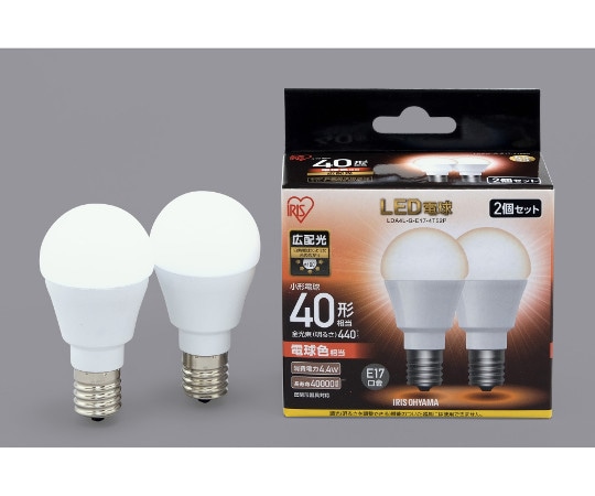 アイリスオーヤマ LED電球 広配光 40形相当 電球色 2個セットLDA4L-G-E17-4T52P 1セット (ご注文単位1セット) 【直送品】