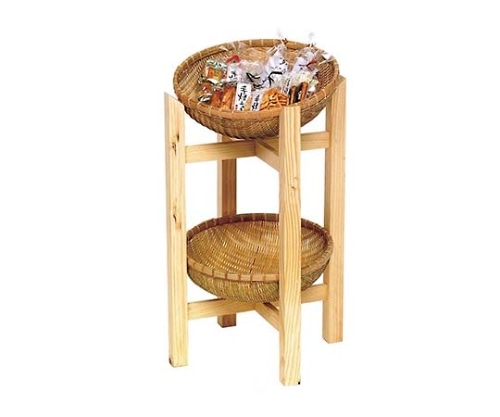 萬洋 木製 かご付飾り台 (中) 15-707M4392930 1個 (ご注文単位1個) 【直送品】