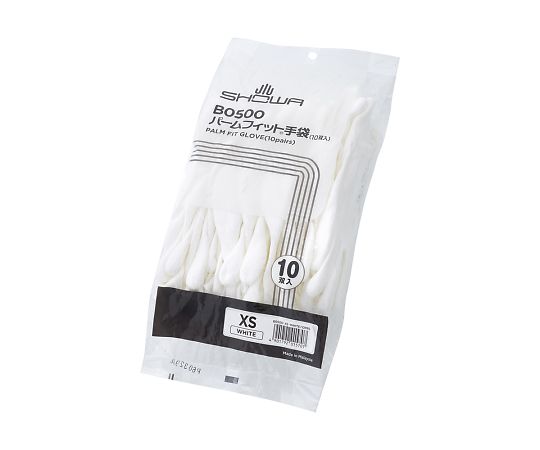 ショーワグローブ 簡易包装パームフィット手袋 White 10双入 XSB0500-10P-XS 1袋 (ご注文単位1袋) 【直送品】