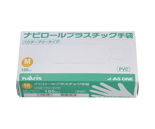 アズワン ナビロールプラスチック手袋 パウダー無 M 100入 1箱 (ご注文単位1箱) 【直送品】