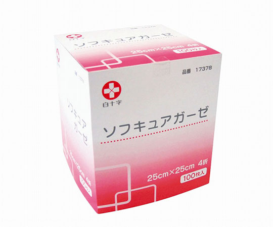 白十字 ソフキュアガーゼ 25cm×25cm 4折 100枚入17378 1箱 (ご注文単位1箱) 【直送品】