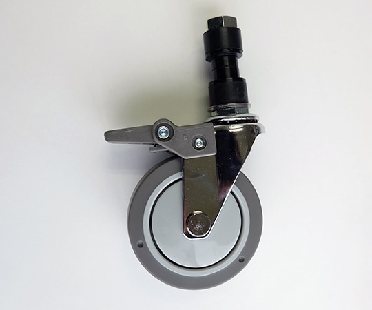 アズワン キャスター ゴム止め式 23mm用 グレー φ75mmストッパー付75USKBR22 1個 (ご注文単位1個) 【直送品】