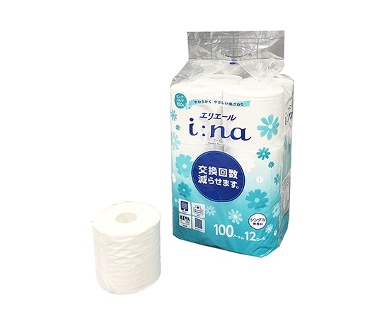 エリエール (大王製紙) エリエールi:na (イーナ) トイレットティシュー 無香料 シングル 100m 12ロール×6パック21001138 1ケース (ご注文単位1ケース) 【直送品】