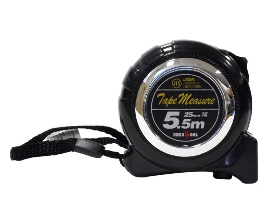WIZ'A (アークランドサカモト) ロック付きメジャー (JIS付) 5.5m×25mm ブラック478138642 1個 (ご注文単位1個) 【直送品】