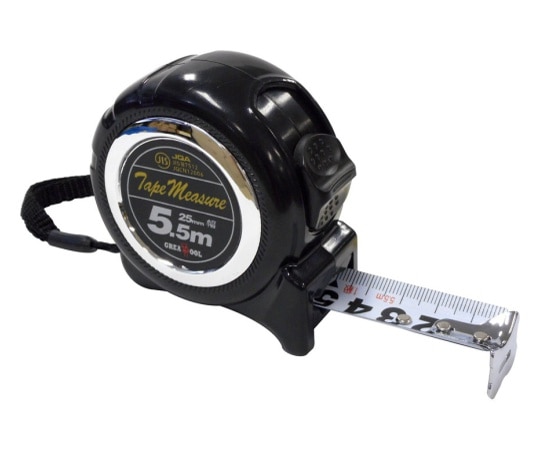 WIZ'A (アークランドサカモト) ロック付きメジャー (JIS付) 5.5m×25mm ブラック478138642 1個 (ご注文単位1個) 【直送品】